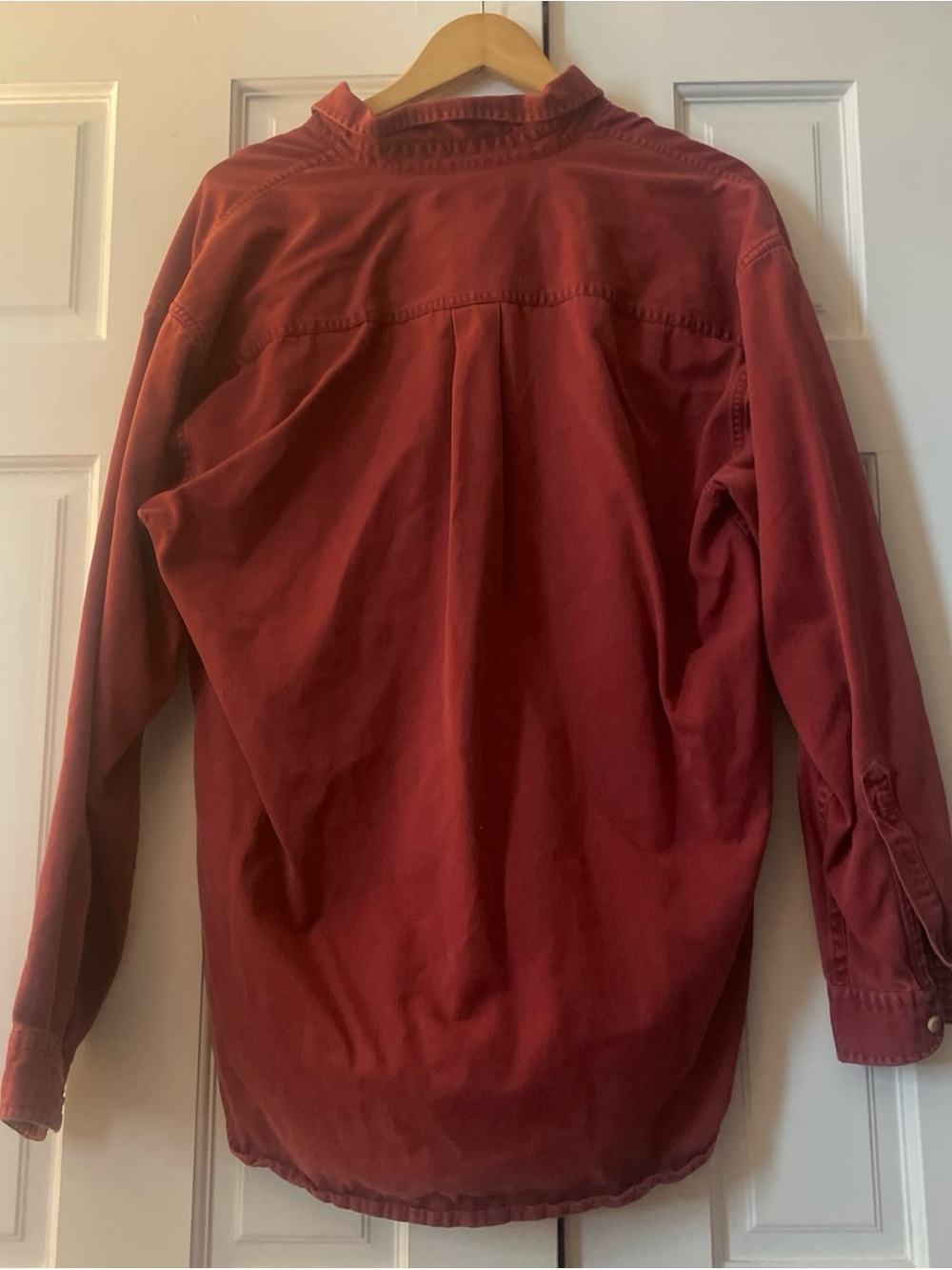 L.L. Bean Red Button-Down Flannel-Lined Shirt - Picture 5 of 5